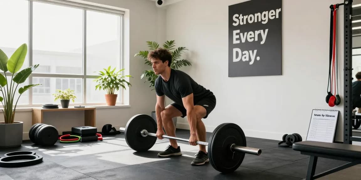 Aktiv im Anabolika Shop: Bodybuilder hebt Gewichte im modernen Fitnessstudio.