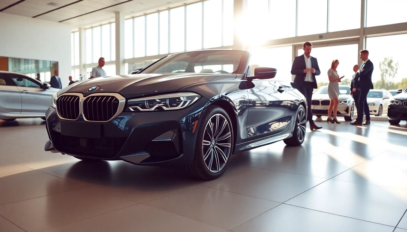 BMW kaufen: Ein neuer BMW in einem modernen Showroom mit natürlich hellem Licht.