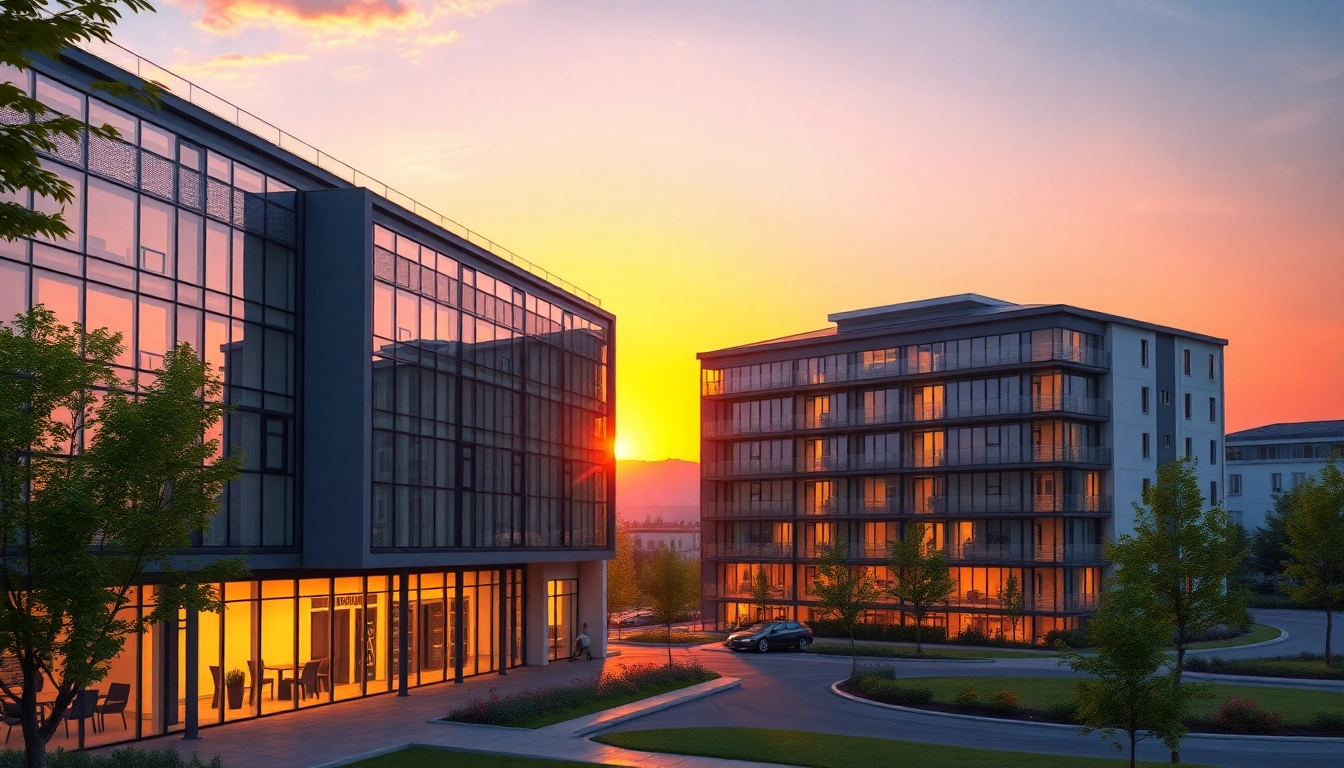 Visualisierung Architektur zeigt eine moderne 3D-Darstellung eines Gebäudes in fotorealistischer Qualität.