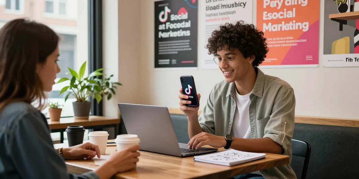 TikTok Follower kaufen: Junges Kreativtalent im Café, das Ideen für Social Media entwickelt.