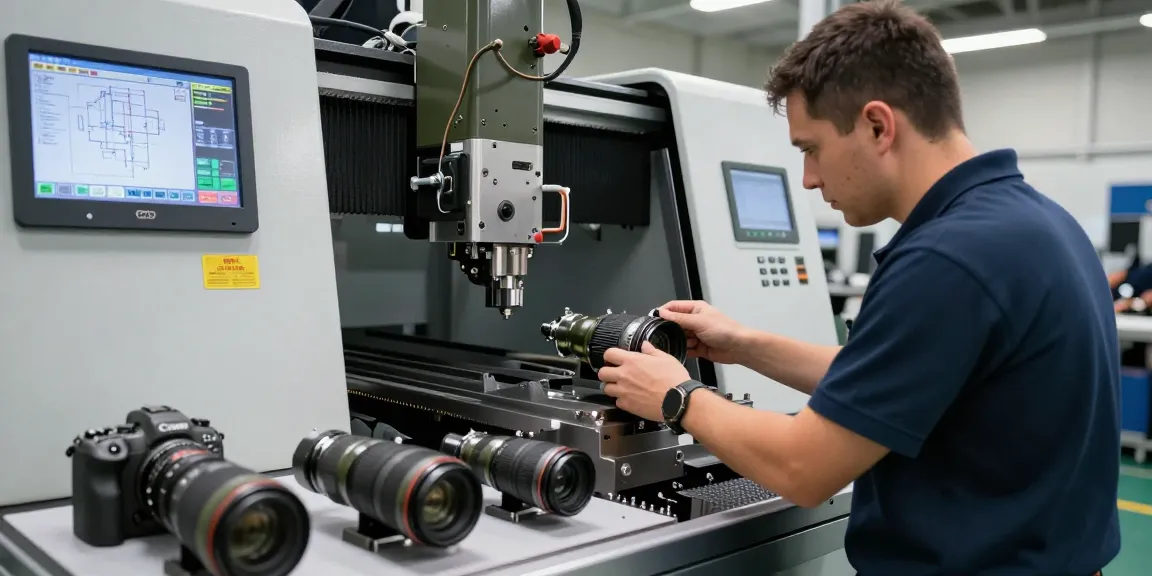 Präzisionstechnik Militär in der CNC-Fertigung mit Facharbeiter und modernsten Maschinen.
