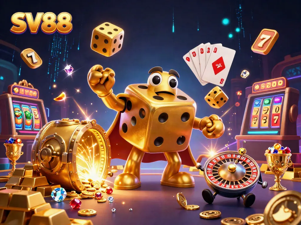 Experience the thrill of SV88 gaming with dynamic casino elements and golden treasures.