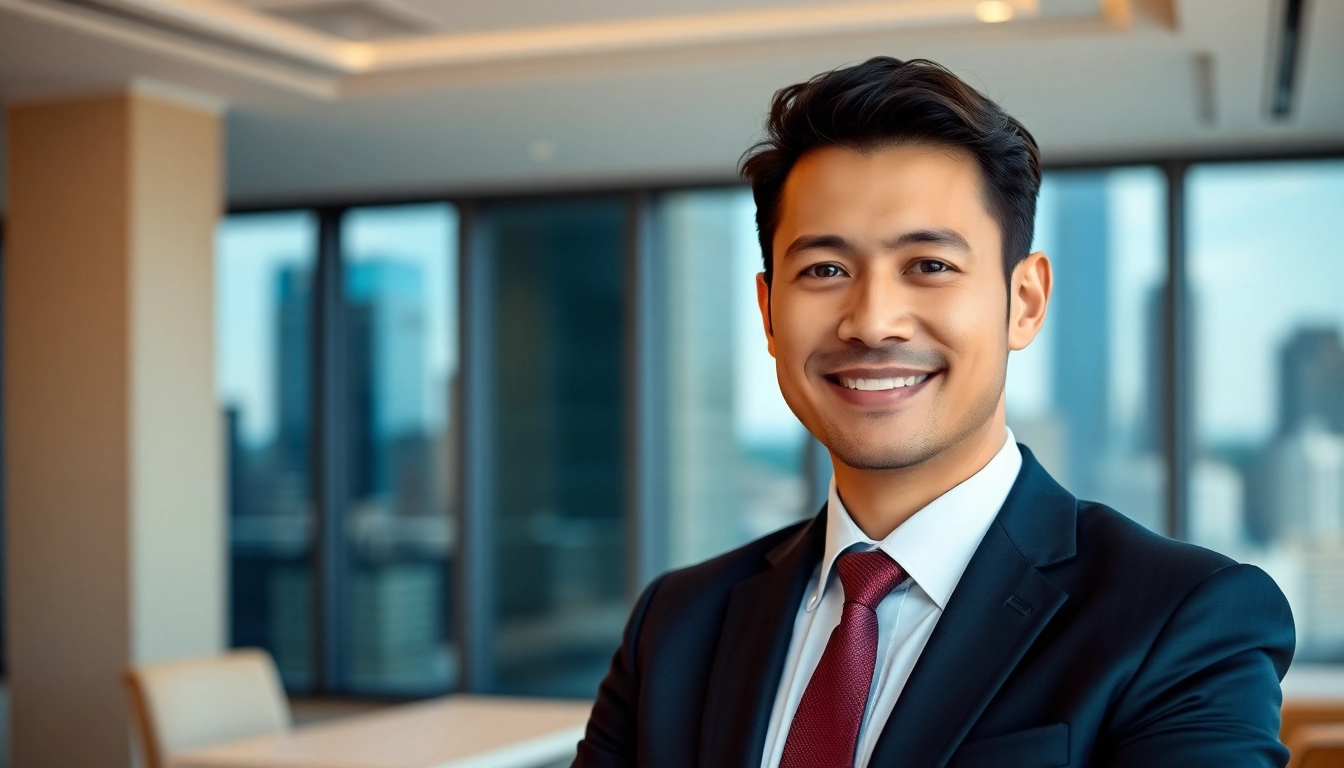 Professioneller Business Portrait München mit einem selbstbewussten Individuum im eleganten Büro.