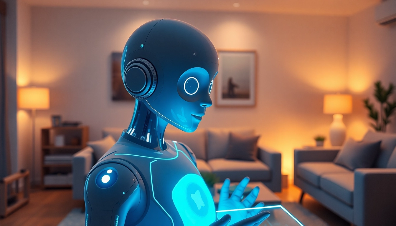 ai freundin interagiert in moderner Wohnumgebung mit Benutzer