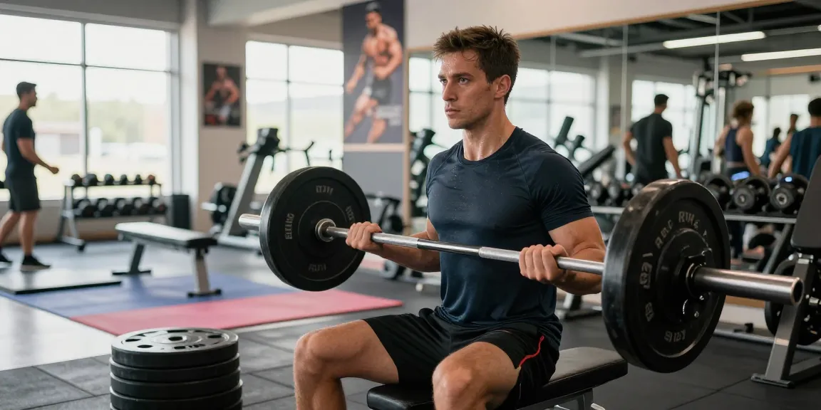 Akra Labs Steroid Shop: Sportler hebt Gewichte in modernem Fitnessstudio mit motivierender Atmosphäre.