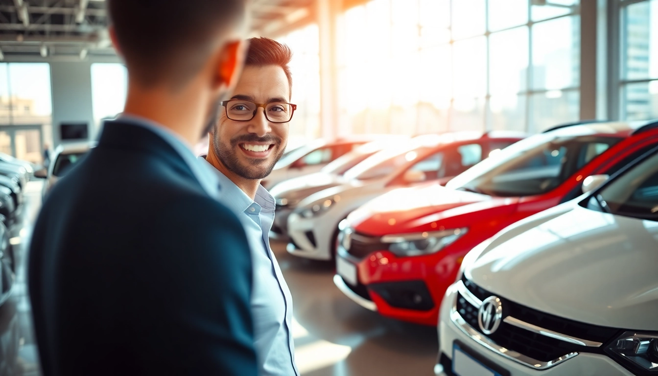 Auto kaufen in einem modernen Autohaus mit freundlichem Verkaufspersonal und verschiedenen Fahrzeugen.