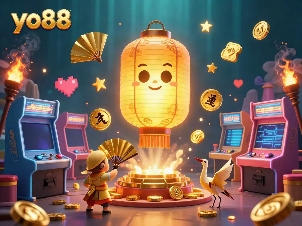Engage in thrilling gaming at yo88, with a vibrant 3D casino scene featuring golden characters and dynamic game elements.