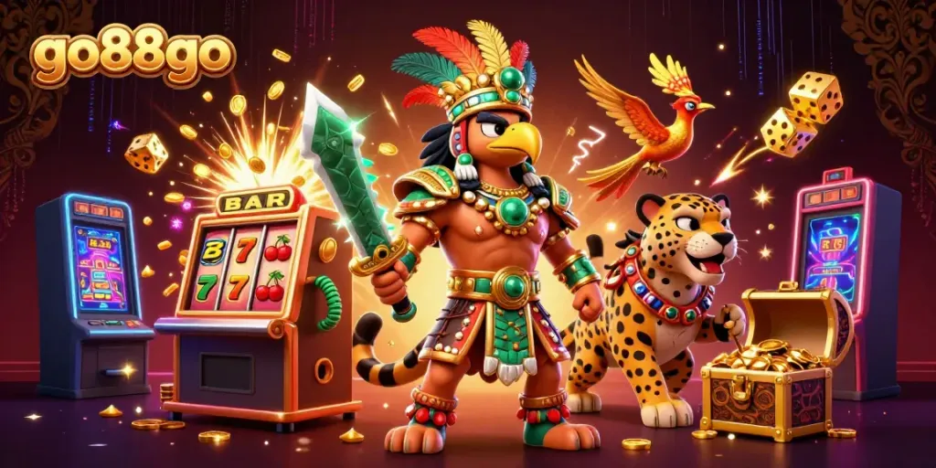 Experience excitement at go88go with Aztec warriors, jackpots, and vibrant game elements.