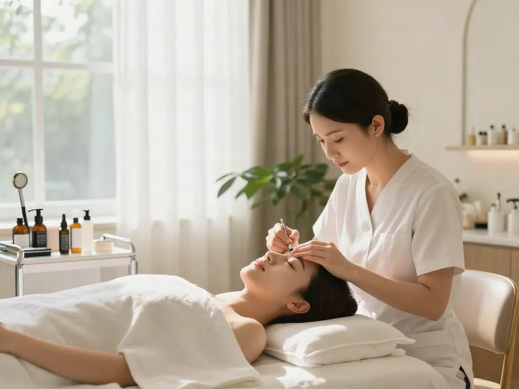 Augenringe wegbekommen durch entspannende Behandlung im Spa mit natürlichem Licht.