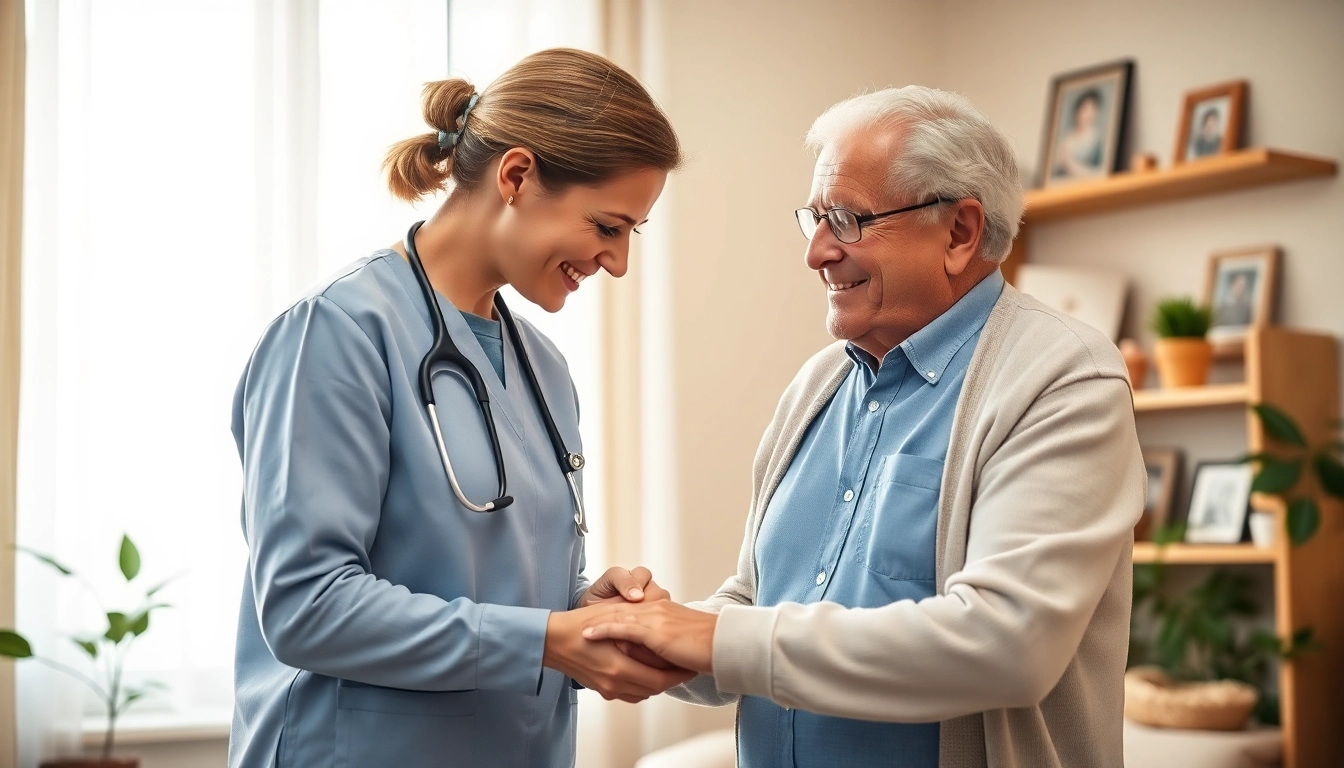 pflegedienst: caregiver showing compassion while assisting elderly person at home