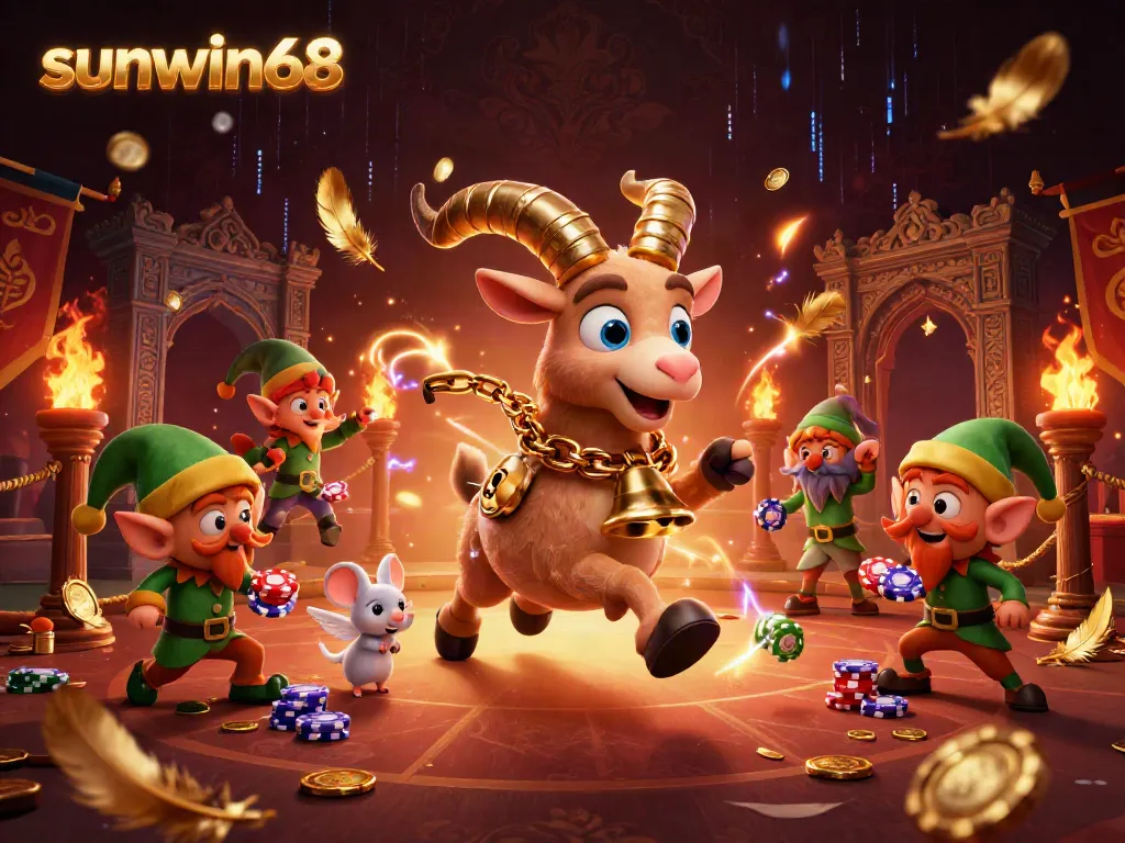 Experience the excitement of sunwin68 with a festive Krampus casino scene featuring dynamic character action.