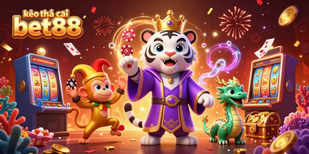 Engage in action-packed moments with kèo nhà cái bet88 featuring a vibrant scene with gaming elements.