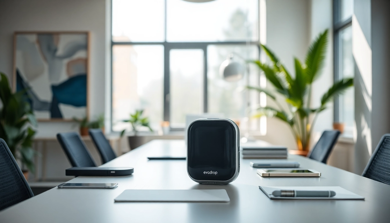 evodrop innovative product showcased on a stylish desk with modern office elements.
