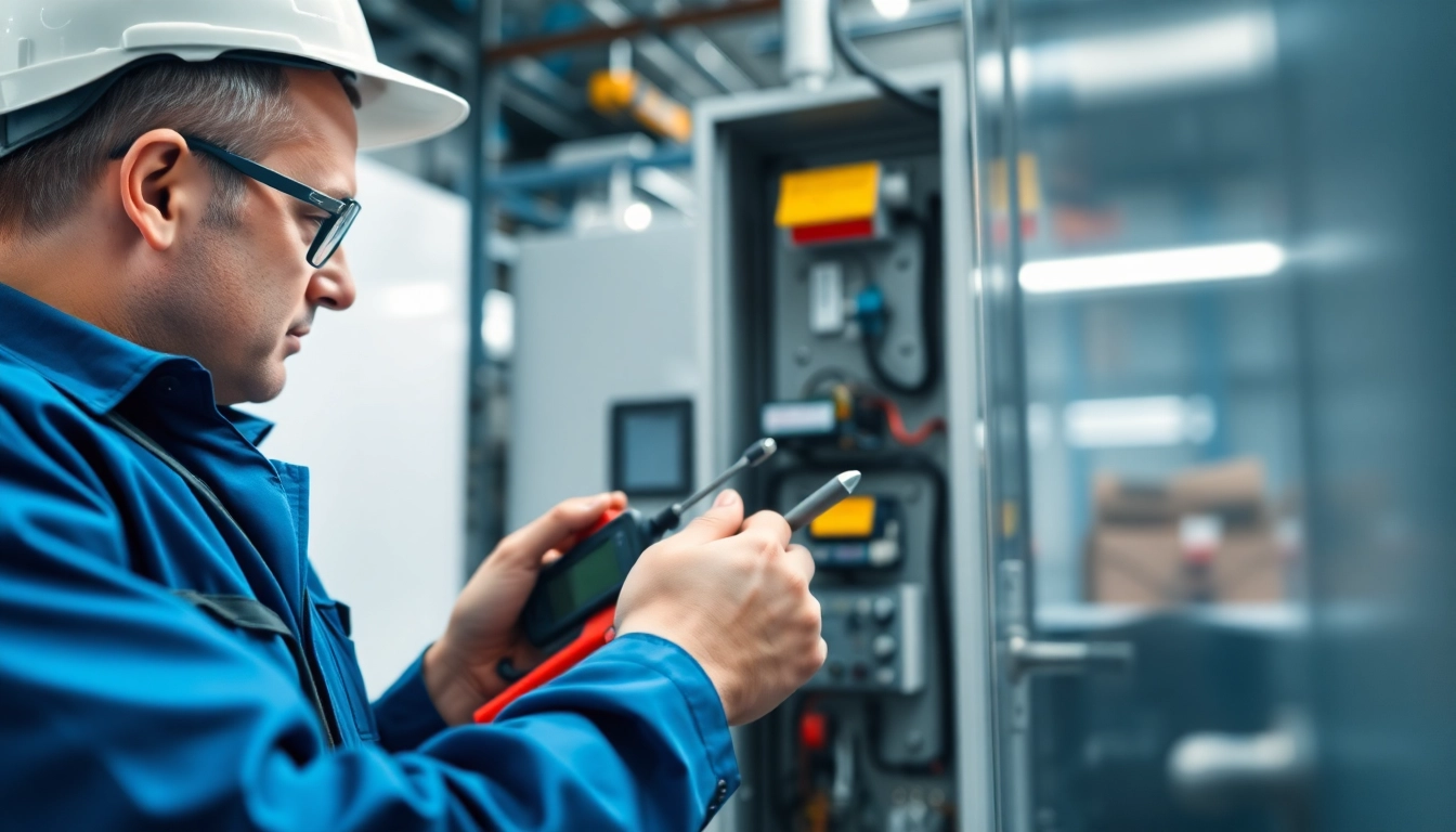 DGUV V3 Prüfung im Fokus: Sicherheitsinspektion von elektrischem Equipment in einer professionellen Umgebung.