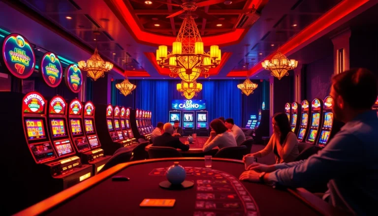 Erlebe aufregende Spiele in Online Casinos ohne deutsche Lizenz mit farbenfrohen Automaten und lebhaften Spielern.