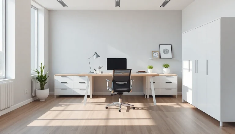 Modernes Büro mit ergonomischen Büromöbeln und stilvollem Design.