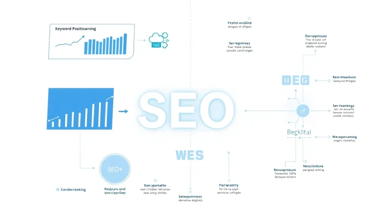 Diagramm zum Prozess der Suchmaschinenoptimierung (SEO-Ranking) mit Analyse und Optimierungsstrategien.