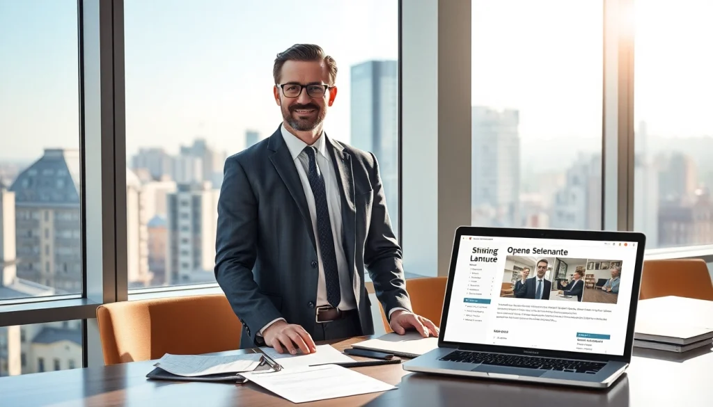 Headhunter Ingenieure analysiert Bewerbungen in einem modernen Büro mit Stadtblick.