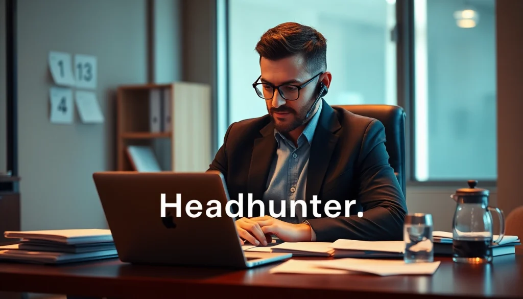 Headhunter Schweiz telefoniert professionell in einer modernen Büroumgebung.