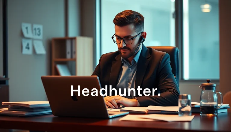 Headhunter Schweiz telefoniert professionell in einer modernen Büroumgebung.