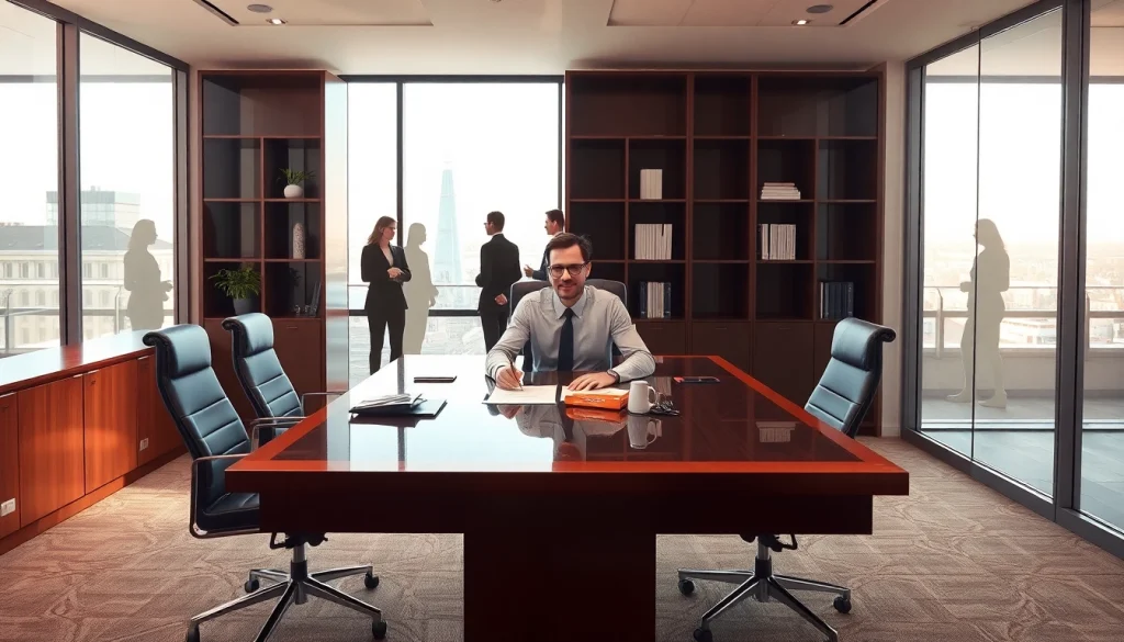 Headhunter Nürnberg berät einen Klienten in einem modernen Büro mit eleganter Einrichtung.