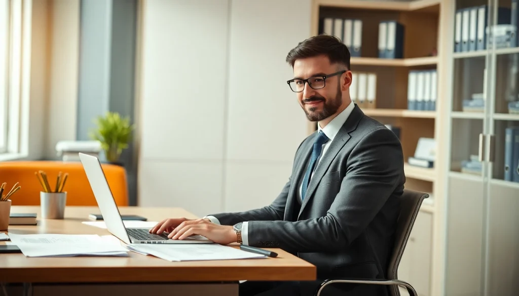 Ein Headhunter arbeitet aktiv in seinem modernen Büro, um qualifizierte Fachkräfte zu finden.