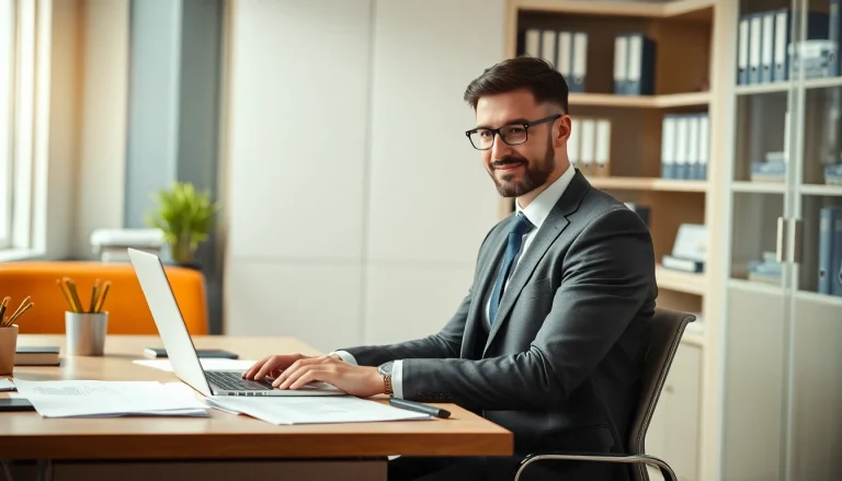 Ein Headhunter arbeitet aktiv in seinem modernen Büro, um qualifizierte Fachkräfte zu finden.