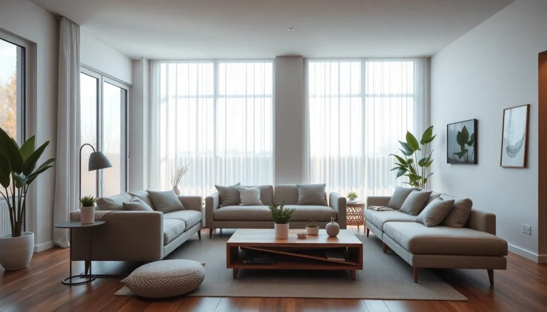 Gestalte ein einladendes Wohnzimmer, das Raumgestaltung im skandinavischen Stil zeigt.