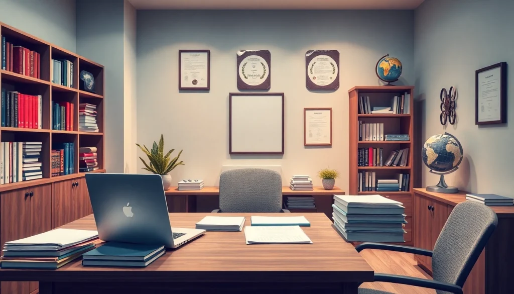 Professioneller Arbeitsplatz beglaubigter Übersetzer, der Genauigkeit und Vertrauen in Beglaubigte Übersetzer-Dienstleistungen demonstriert.