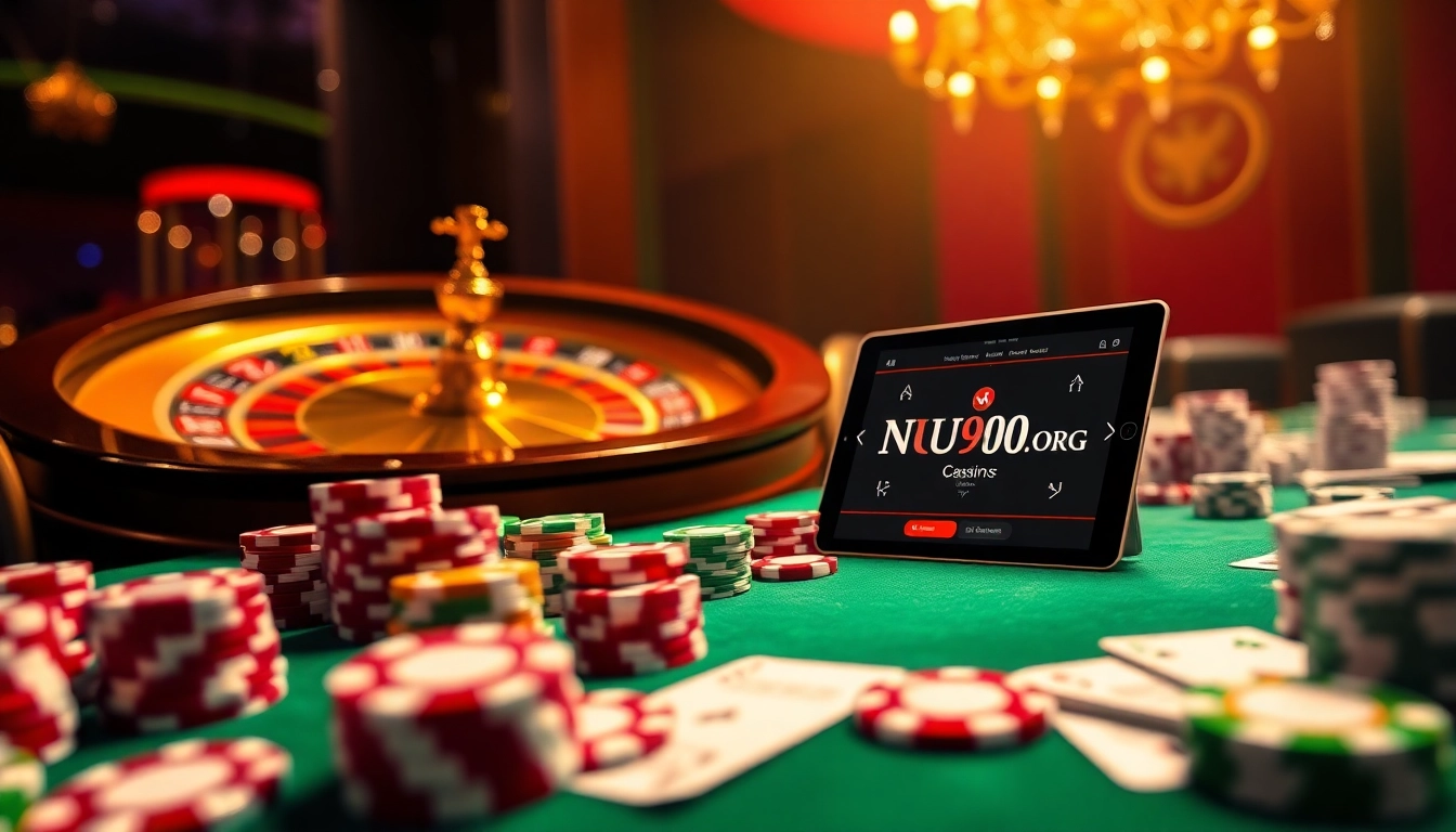 Nohu900.org players engaging with exciting casino games, showcasing high-stakes betting and vibrant poker chips.