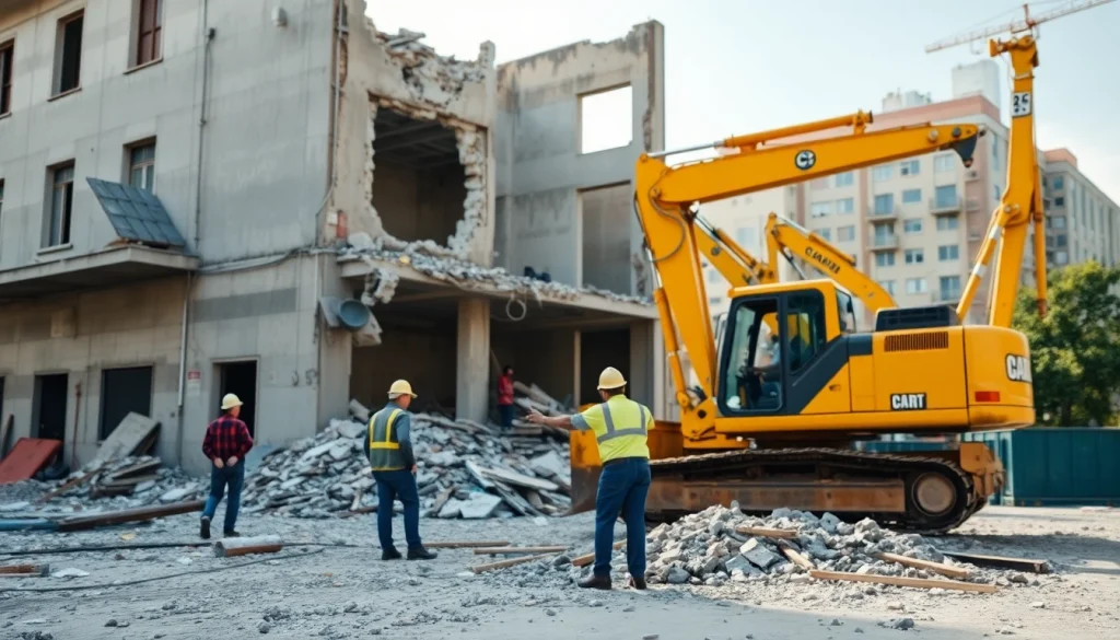 Demontage zum Festpreis von professionellen Bauarbeitern in einer urbanen Umgebung.