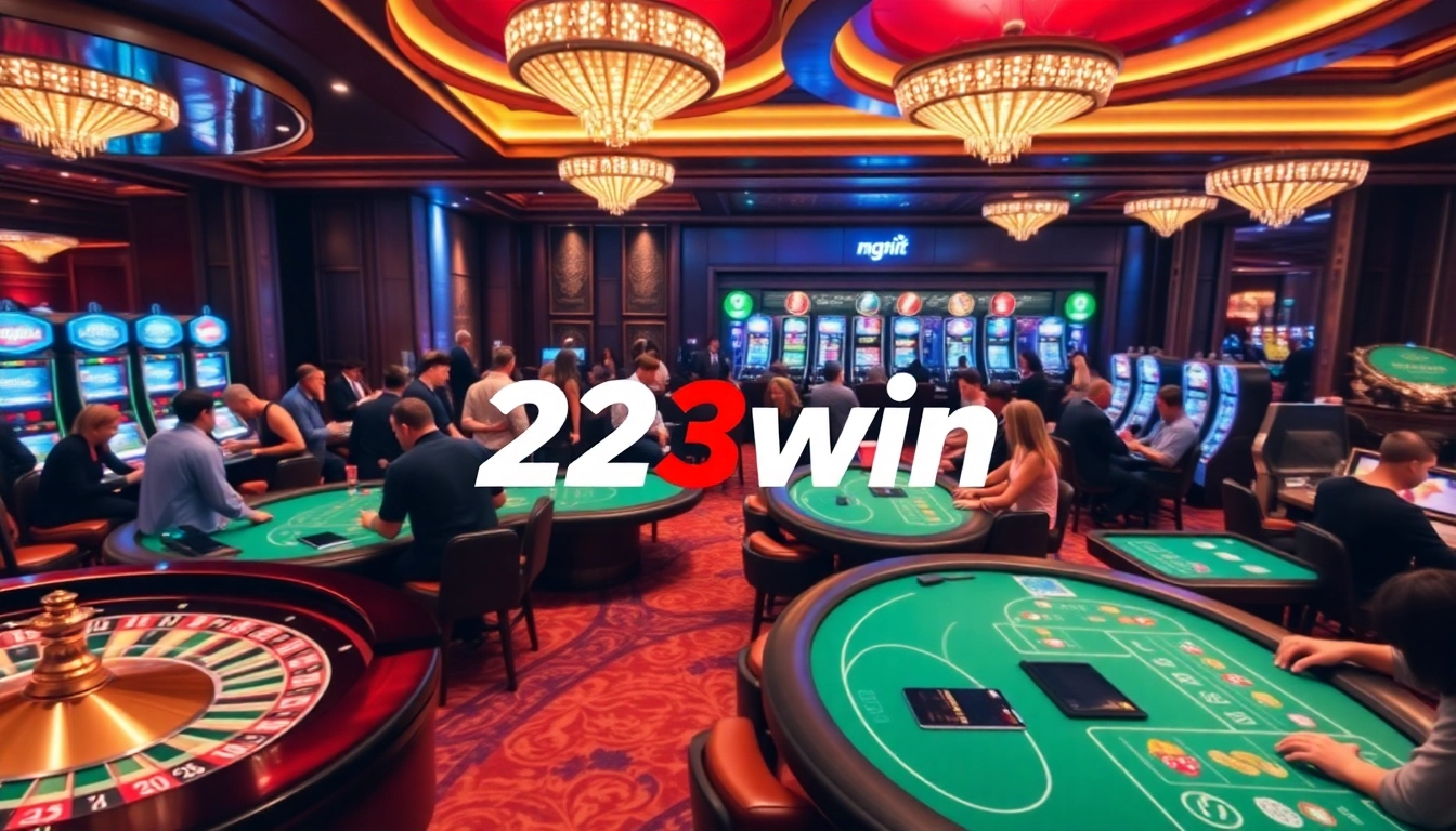 Experience thrilling gameplay at 23win with vibrant casino tables and slot machines.
