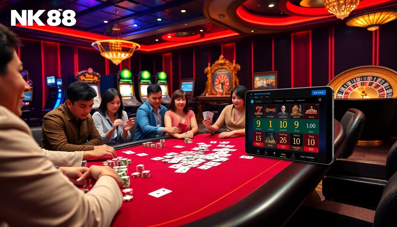 Experience electrifying gameplay at NK88 with vibrant casino tables and gaming action.