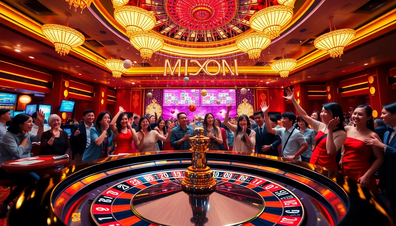 Exciting lottery draw experience highlighting Xổ số hôm nay with colorful balls and lively players.