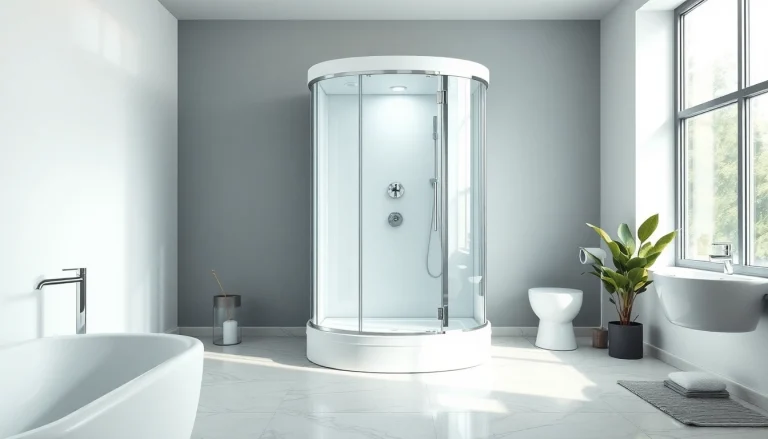 Duschkabine 90x90 komplett in modernem Badezimmer-Design mit eleganten Akzenten.