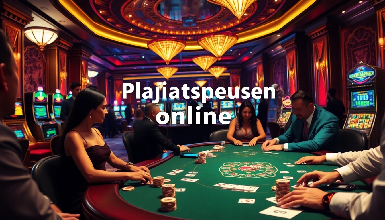 Vibrant casino scene showcasing high-stakes play at the poker table, emphasizing Plagiatsprüfung online.
