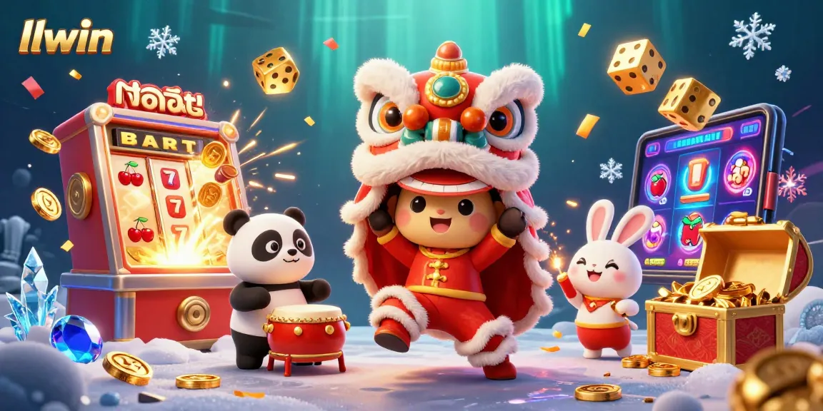 Play exciting casino games at llwin, featuring a vibrant lion dance and jackpot thrills!