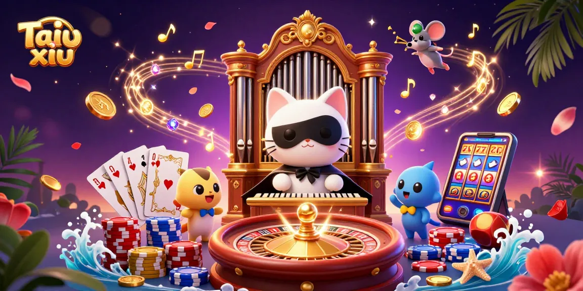 Experience Tai xiu action with captivating 3D casino characters amid a dazzling backdrop.