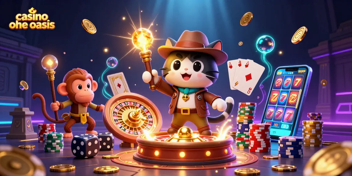 Play slots and win big at casino ohne oasis with 3D characters in an exciting treasure scene.
