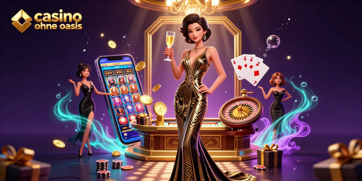 Experience the thrill of casino ohne oasis with a glamorous Asian woman celebrating at a vintage roulette table.