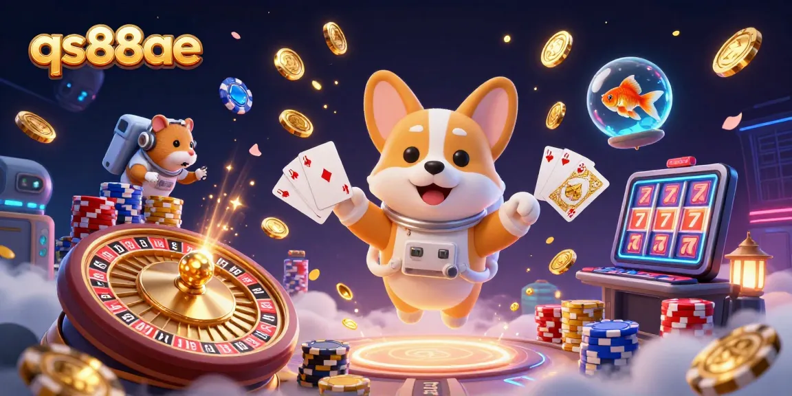 Engage with the vibrant space casino experience at qs88ae, featuring whimsical characters and dynamic gaming scenes.