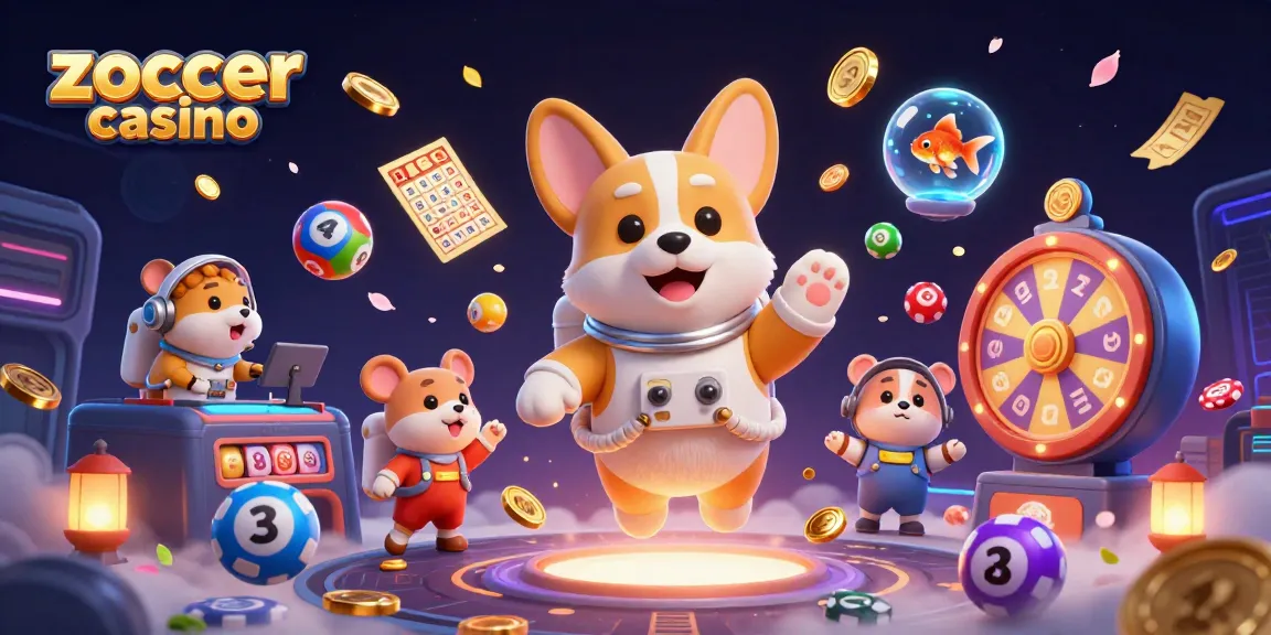 Play at zoccer casino with an engaging scene of playful characters and dynamic gaming elements.