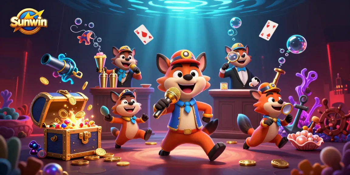 Join Sunwin's vibrant gambling adventure featuring hyenas in a lively casino.