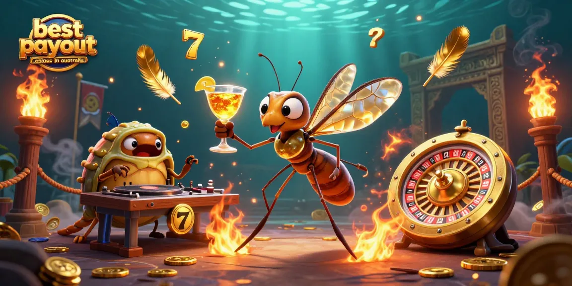 Experience the best payout casinos in Australia with this dynamic 3D casino illustration showcasing unique characters and elements.