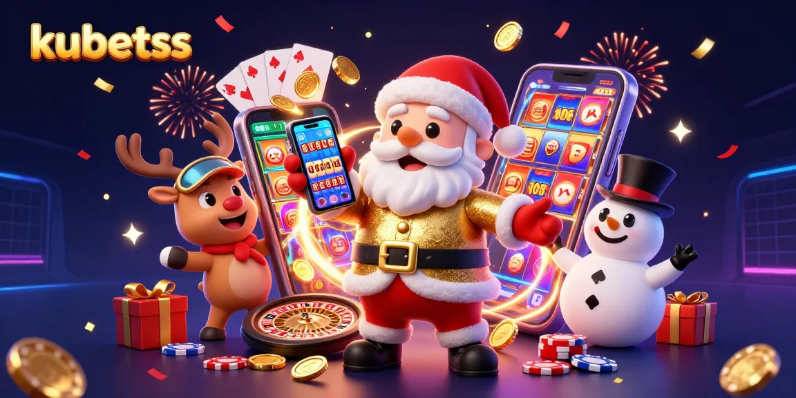 Experience the excitement of kubetss with Santa and his friends in a vibrant casino scene.