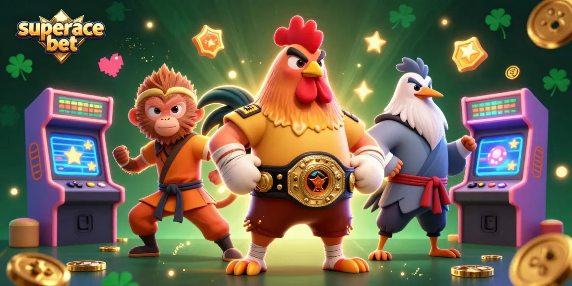 Experience the excitement of superace bet with animated characters in a vibrant casino scene.