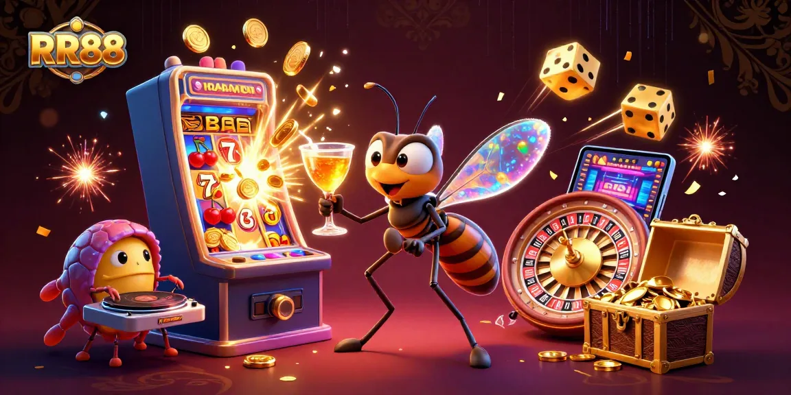 Experience the excitement of RR88's online casino with vibrant characters and dynamic game elements.